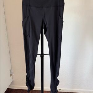Lululemon Black High-Waisted Leggings with Ruffle Detail